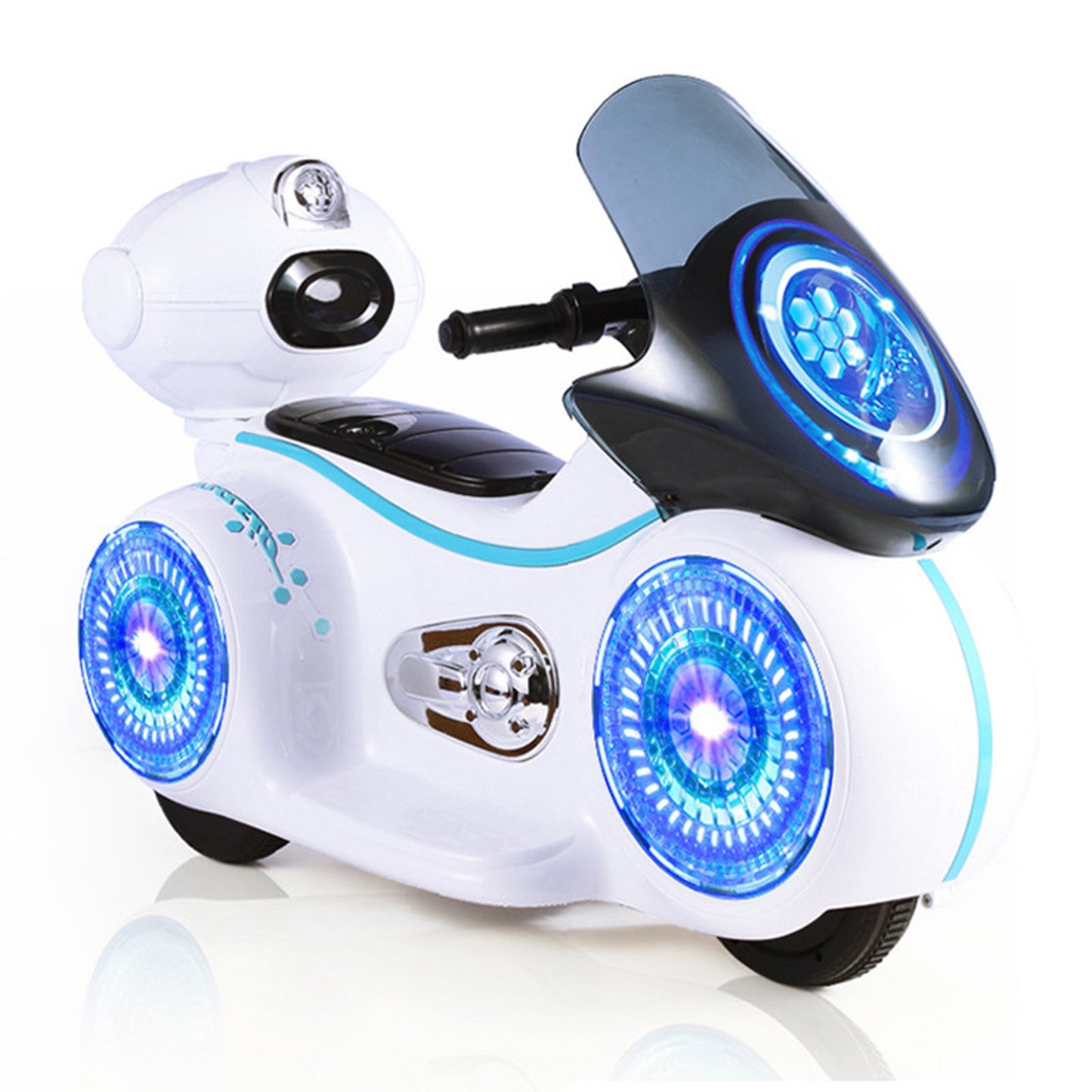Kids Ride-On Motorcycle 6V Battery Powered Motorcycle Toy Headlights&Music White