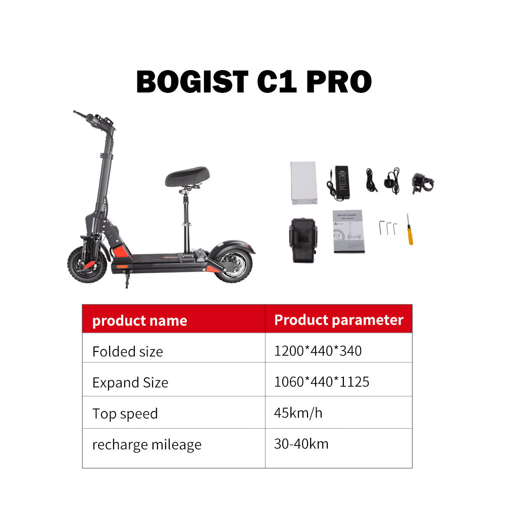 Bogist C1 Pro Electric Scooter 500W 40KM Long-Rang 10 inch Air Filled Tires Foldable Intelligent Screen
