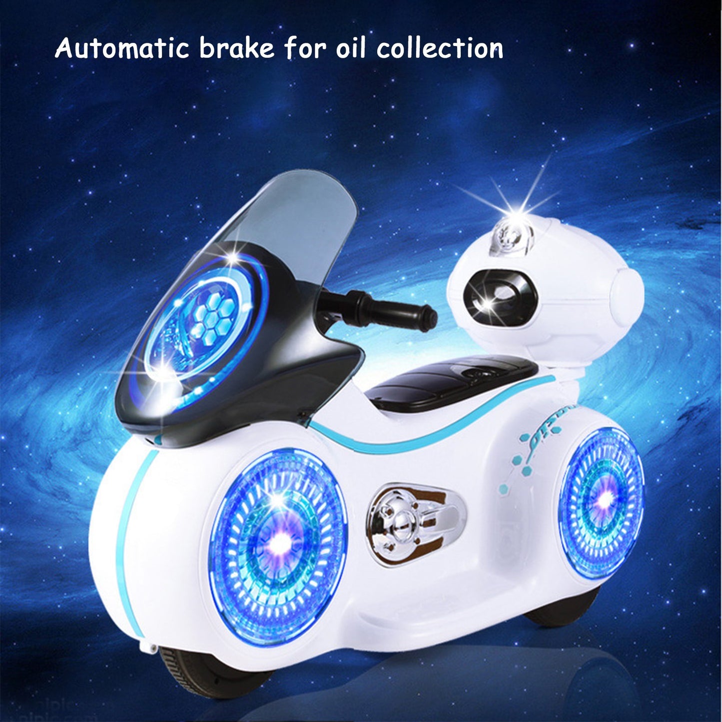 Kids Ride-On Motorcycle 6V Battery Powered Motorcycle Toy Headlights&Music White