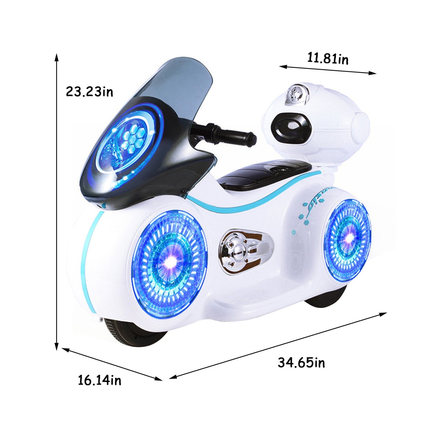 Kids Ride-On Motorcycle 6V Battery Powered Motorcycle Toy Headlights&Music White