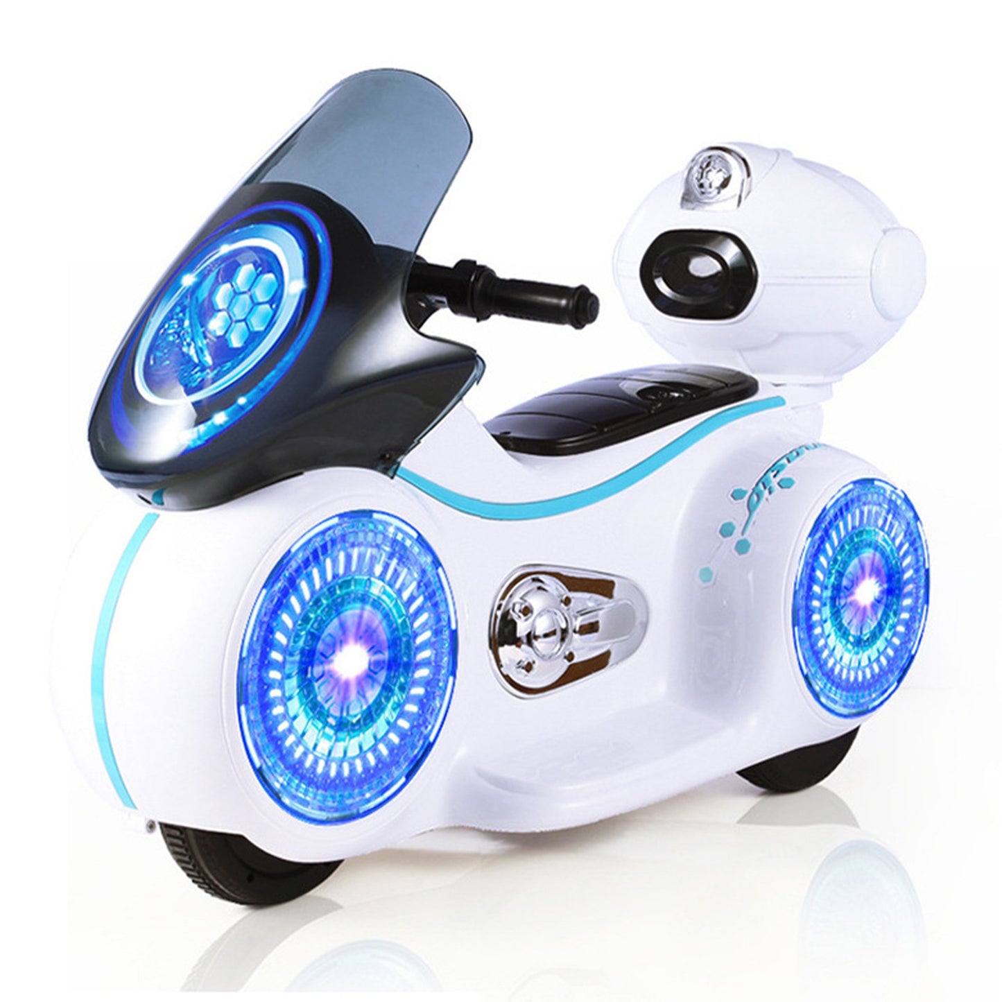 Kids Ride-On Motorcycle 6V Battery Powered Motorcycle Toy Headlights&Music White