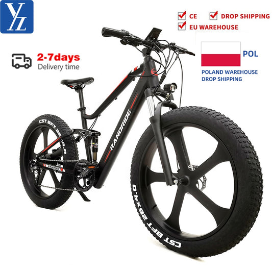 EU Warehouse Electric E Bike 1000W 26 Inch Fat Tire Electric Bicycle Ebike For Adults 48V 17AH SHIMANO 9Speed Mountain City Bike