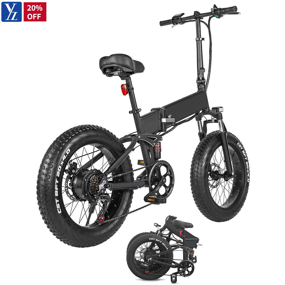 Folding Bike1000w E Bike 750w 20 Inch 48v Fat Tire 20x4.0 15AH 17AH Ebike SHIMANO Dual Disc Brake Fold Bike