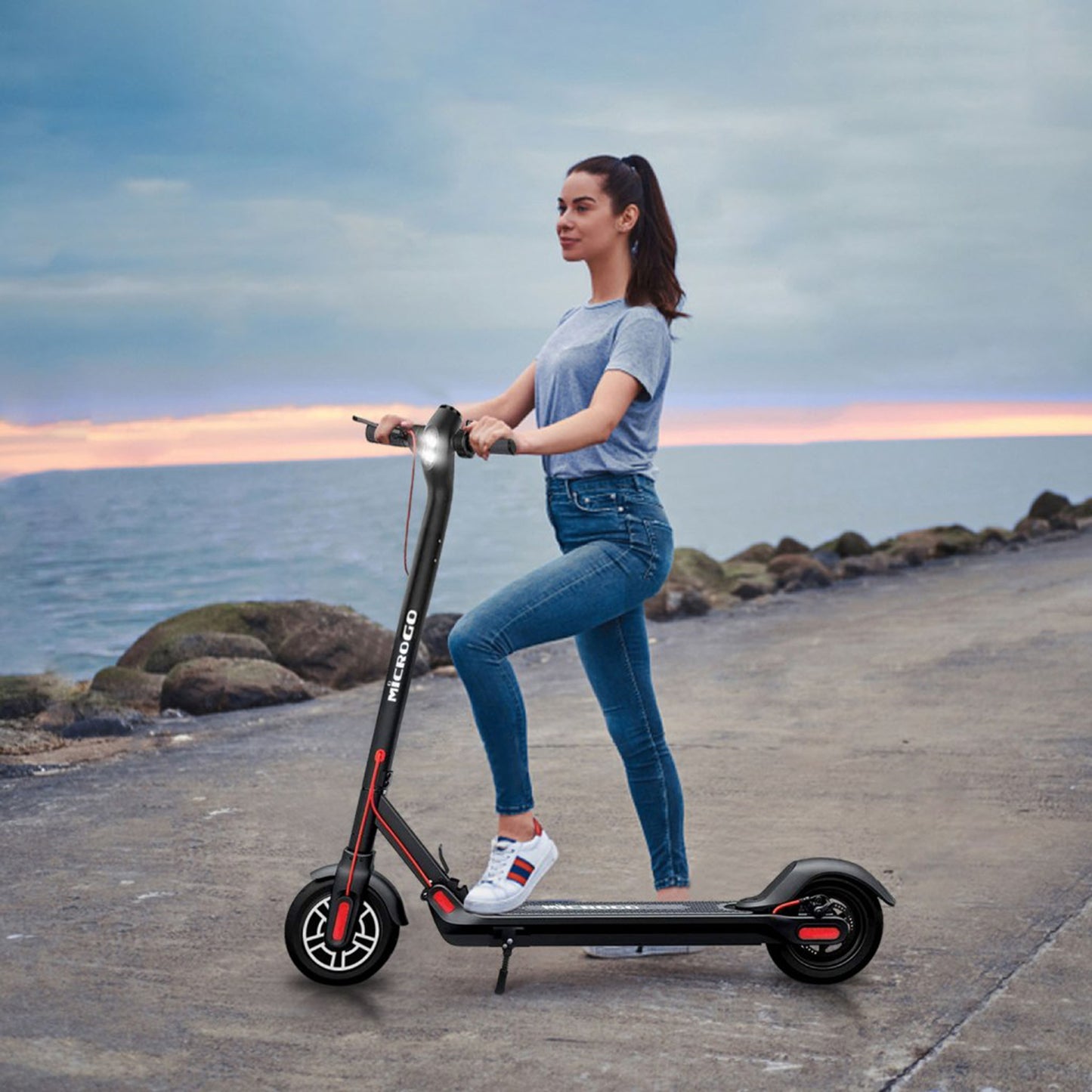 AOVO Microgo V2 Electric Scooter 8.5 Inch Honeycomb Tire 7.5Ah Battery Capacity 30KM Mileage with APP 3 Species Speed Adjustments
